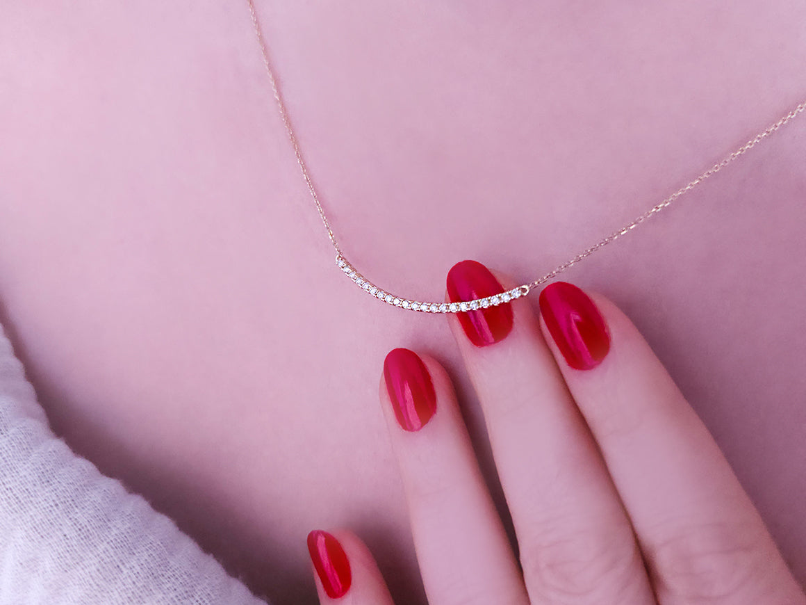 Elegant Su-Yolu Necklace with 22 Lab Diamonds in 14K Yellow Gold