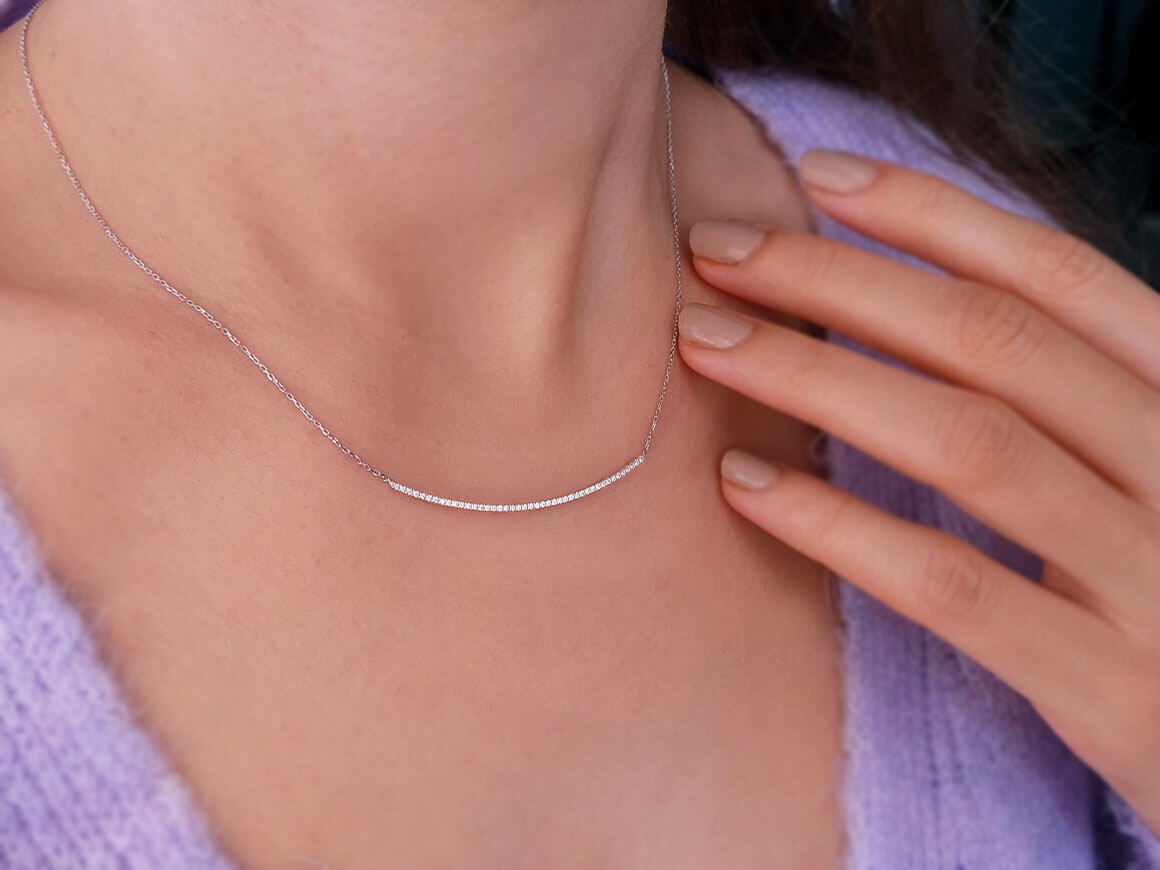 Waterway necklace with 43 lab-grown diamonds | 14K White Gold - high-quality Jewelry from Rosy Lab Diamonds