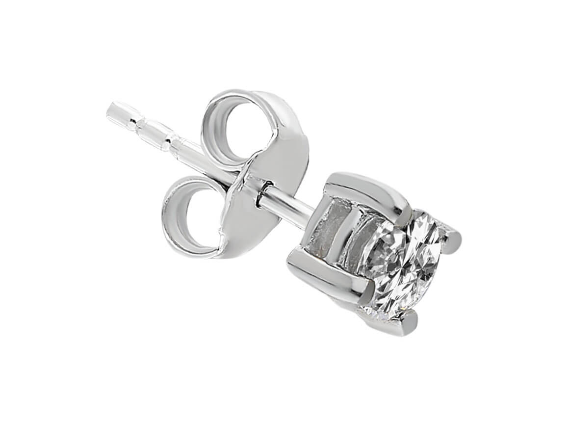 Men's stud earrings with lab diamond 0.17 ct in 585 white gold