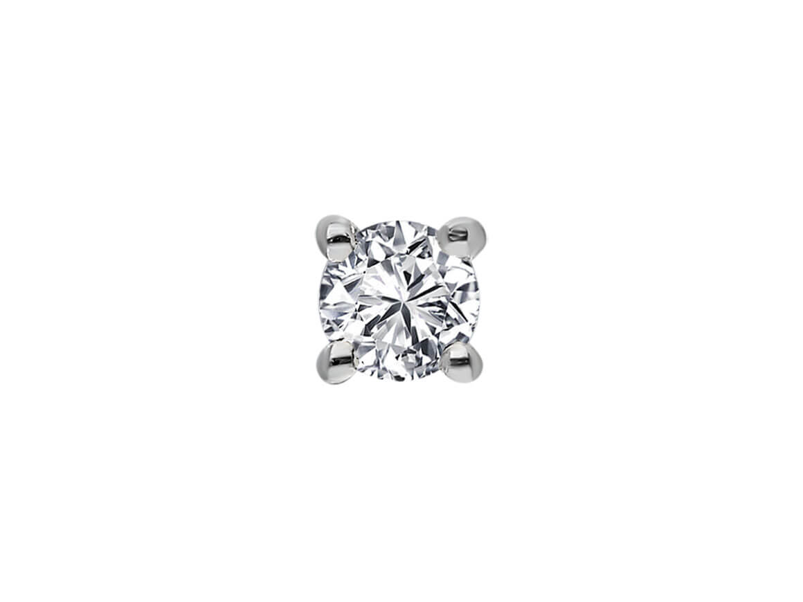 Men's stud earrings with lab diamond 0.17 ct in 585 white gold