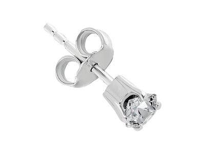 Classic solitaire stud earring with lab diamond in 585 white gold
