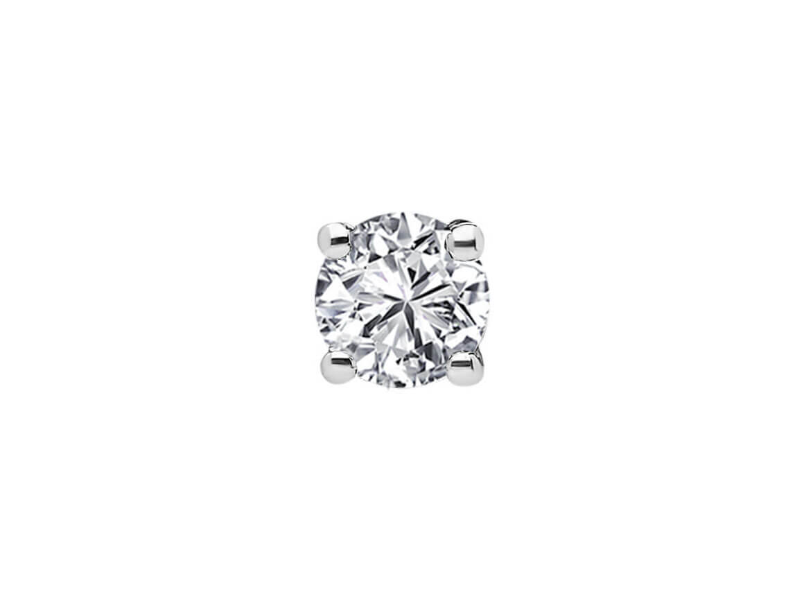 Classic solitaire stud earring with lab diamond in 585 white gold
