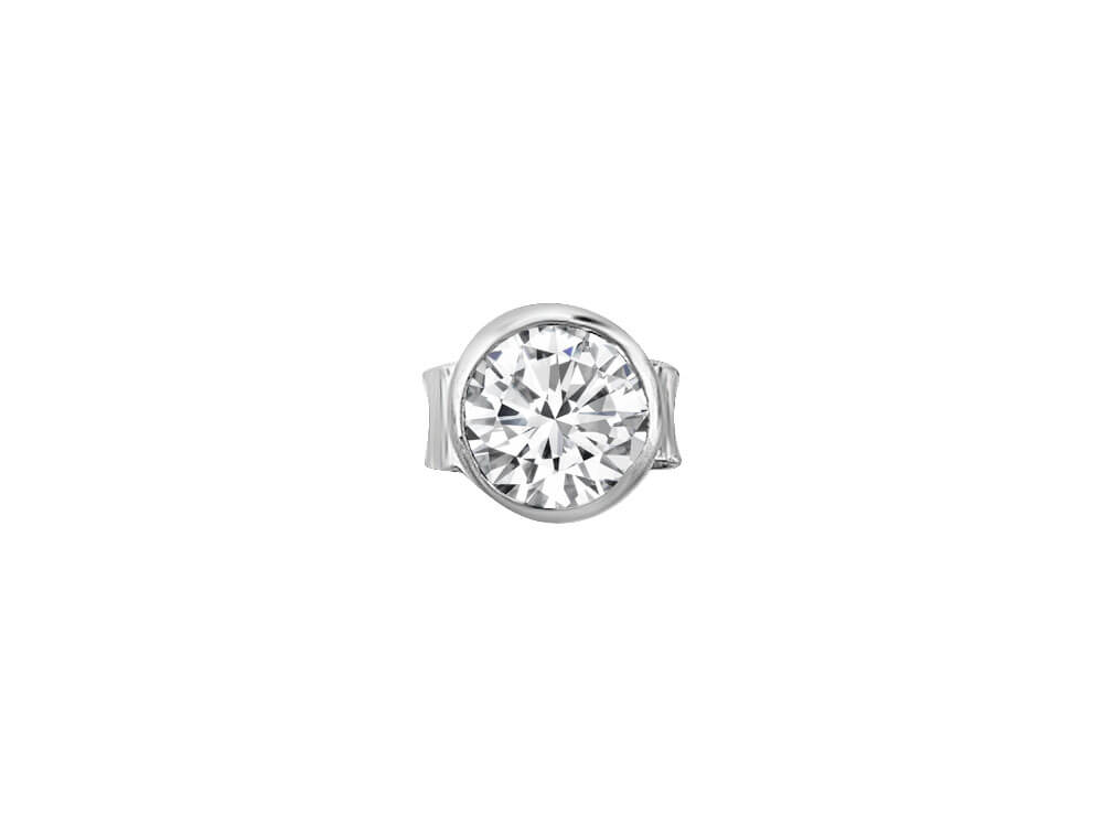 Elegant solitaire stud earring with diamond in white gold