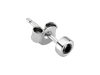 Clou d'oreille solitaire avec diamant de laboratoire noir en or blanc 585
