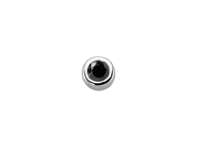 Clou d'oreille solitaire avec diamant de laboratoire noir en or blanc 585