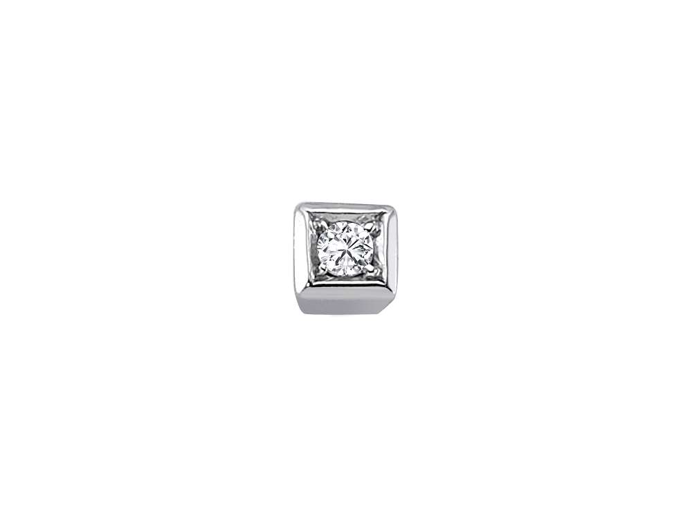 Masculine stud earrings with 0.02 ct diamond made of 14K white gold