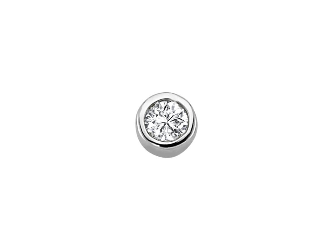 Minimalist solitaire stud earring with diamond in white gold
