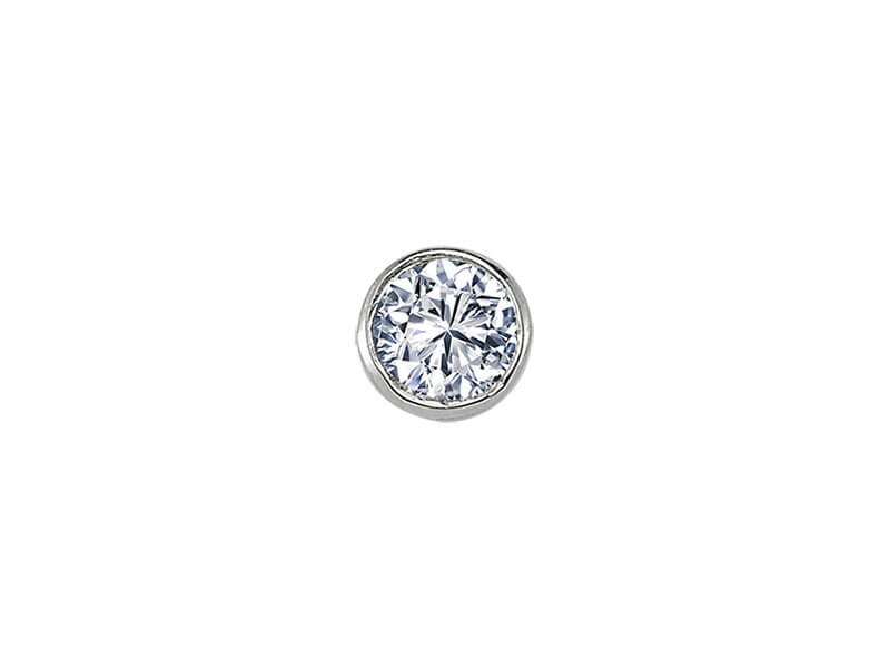 Simple solitaire stud earrings with diamond in white gold