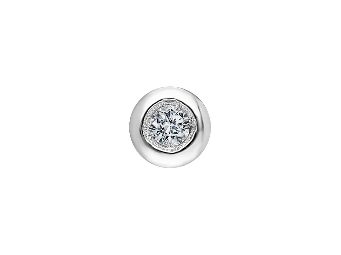 Boucles d'oreilles pour hommes avec diamant – 0,04 ct – or blanc 14 carats