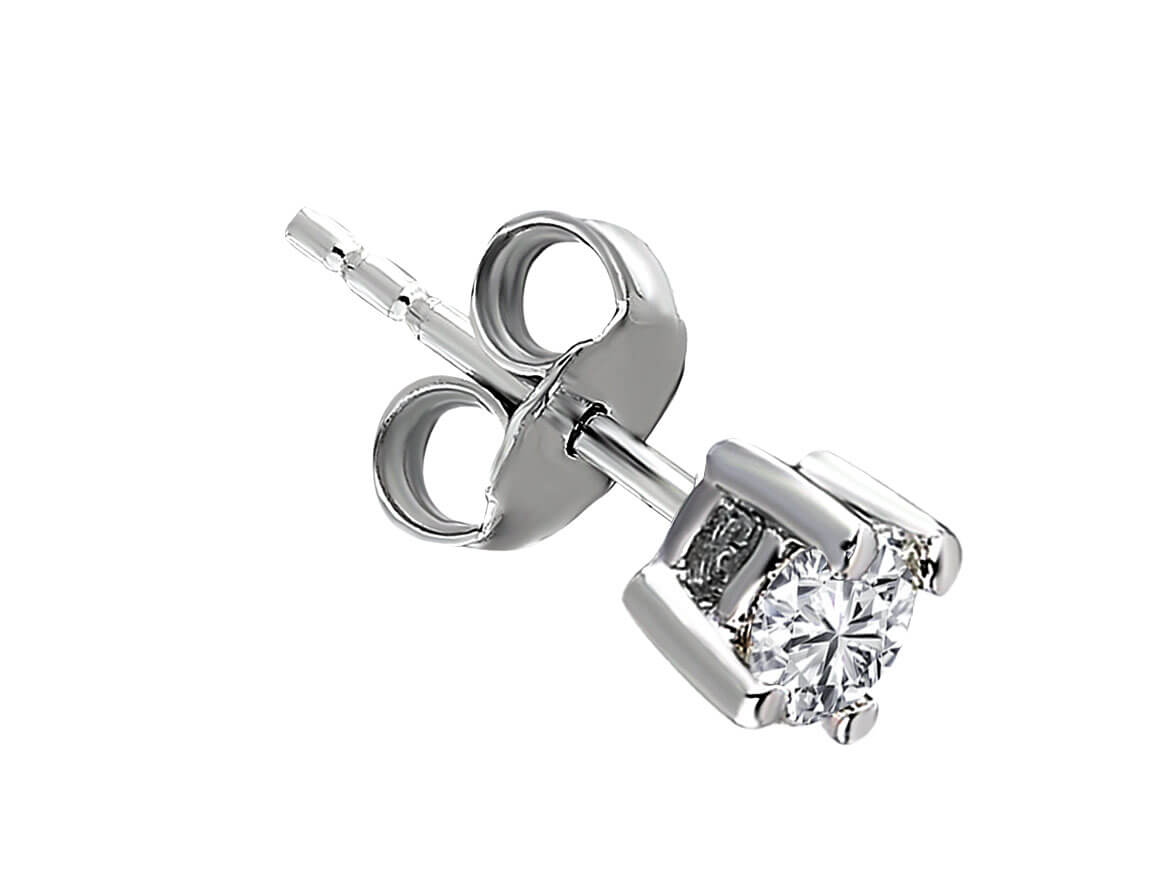 Men's stud earrings with lab diamond 0.20 ct in 585 white gold