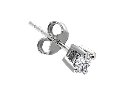 Men's stud earrings with lab diamond 0.20 ct in 585 white gold