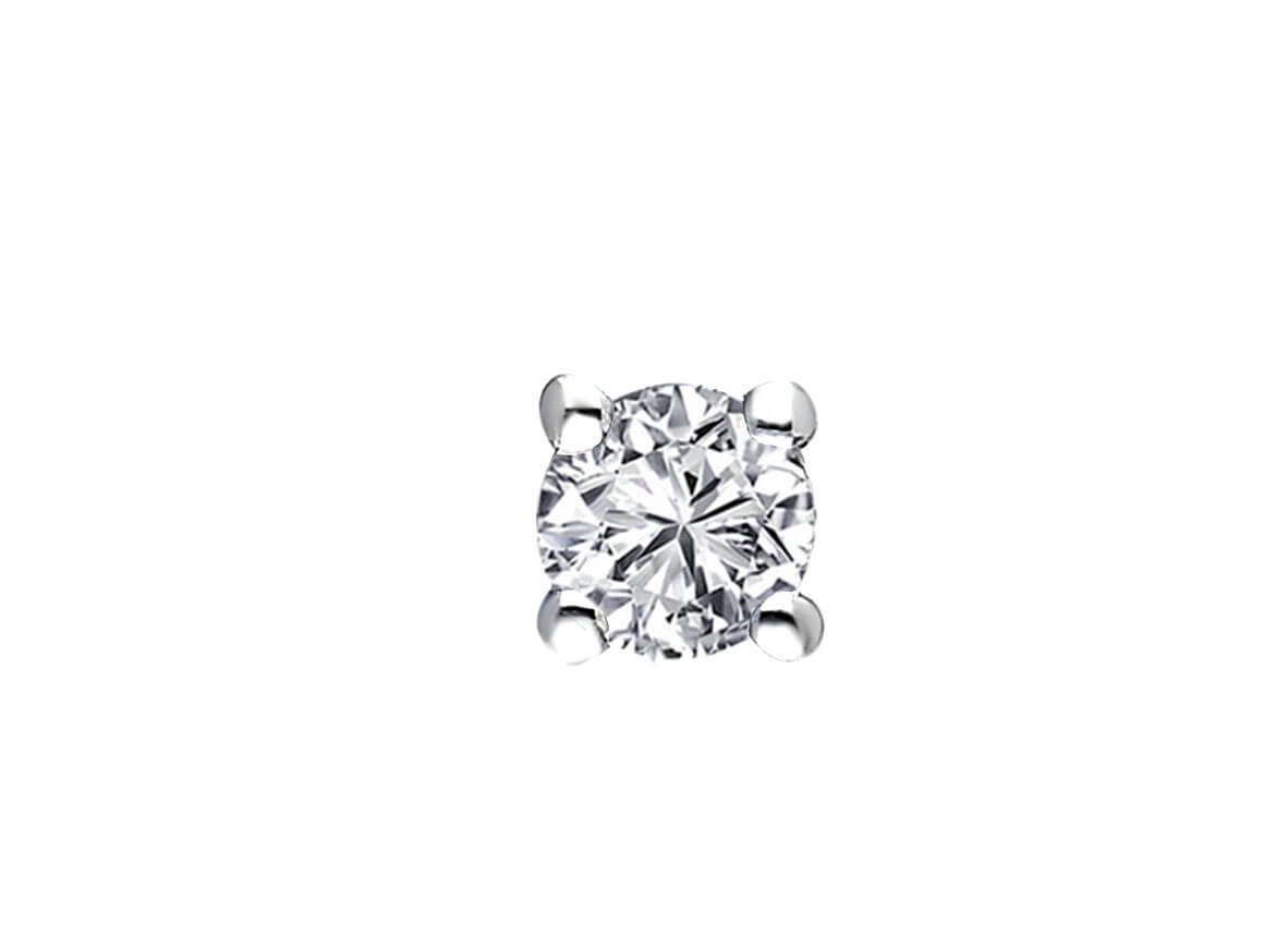 Men's stud earrings with lab diamond 0.20 ct in 585 white gold