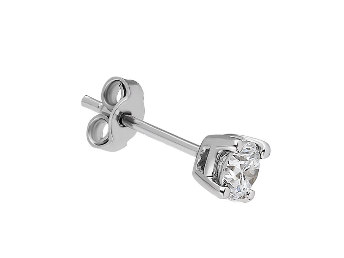 Men's stud earrings with lab diamond in 585 white gold