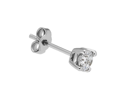Men's stud earrings with lab diamond in 585 white gold