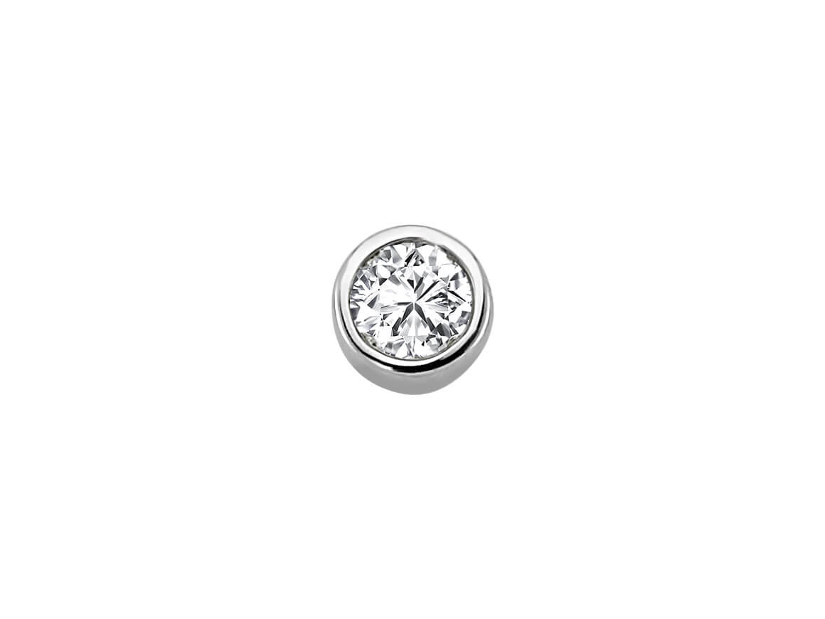 Masculine single stud earring with lab diamond in 585 white gold