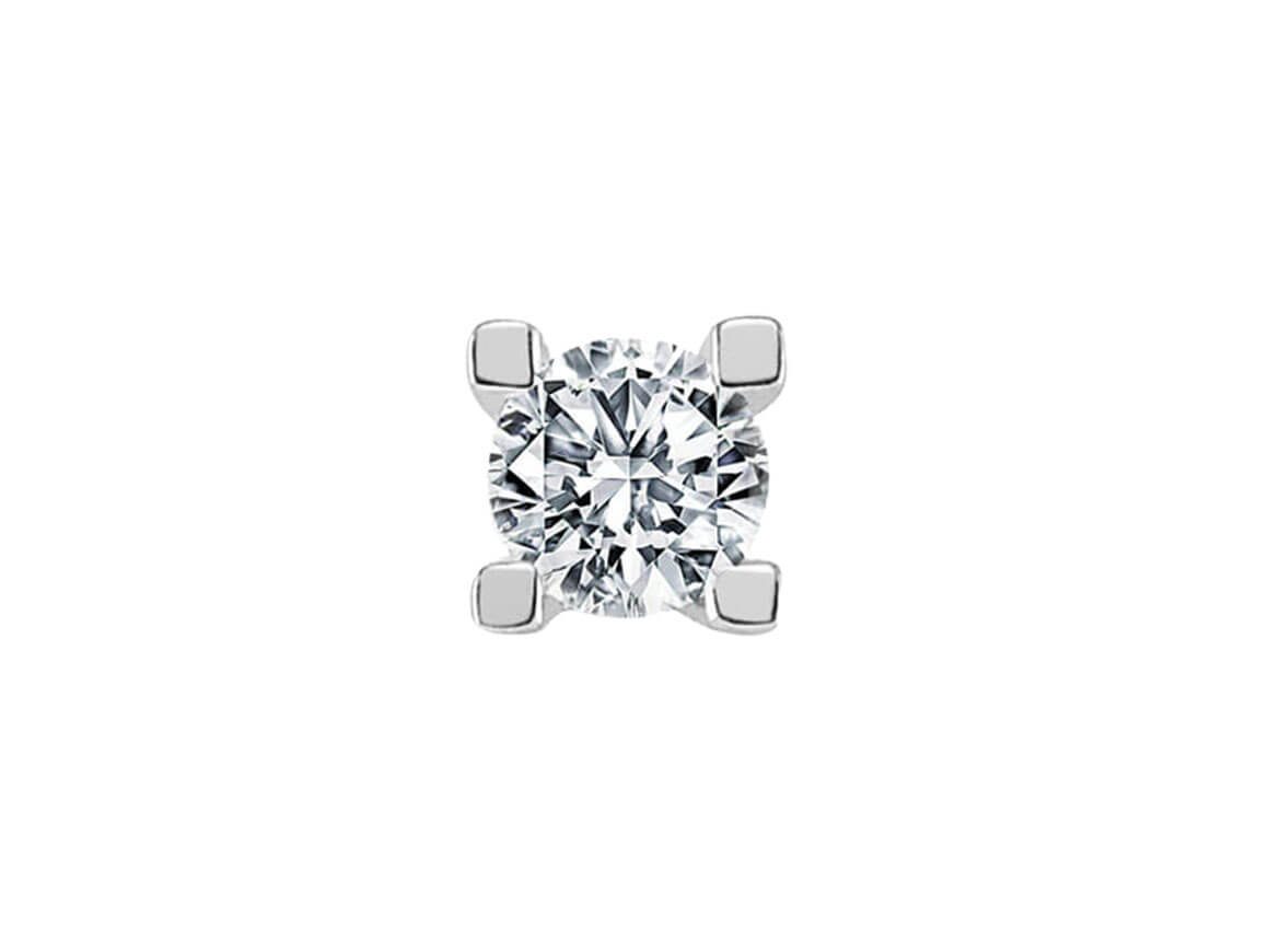 Men's stud earrings with lab diamond in 585 white gold