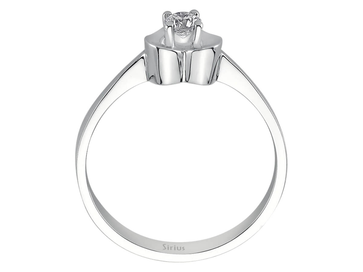 Kalp pırlanta yüzük - 0,16 ct tektaş - 14 ayar Beyaz Altın - Rosy Lab Diamonds’tan yüksek kaliteli Mücevher