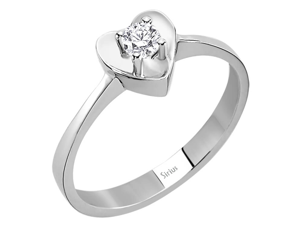 Herzförmiger Solitärring mit Diamant – 0,16 ct – 14K Weißgold