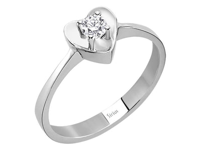 Herzförmiger Solitärring mit Diamant – 0,16 ct – 14K Weißgold