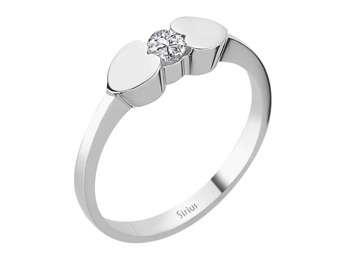 Weißgold Solitärring mit Herzdesign und 1 rund geschliffenem Diamanten – 0,15 ct