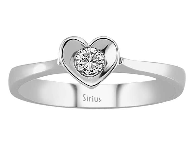 Zarter Solitärring mit 0,10 Karat rundem Labor-Diamanten in Herzfassung aus 14 Karat Weißgold