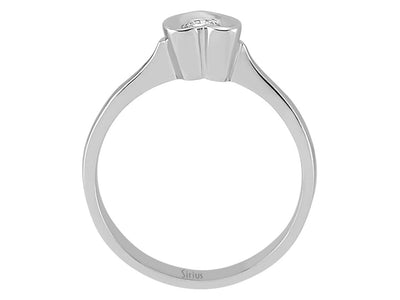 Zarter Solitärring mit 0,10 Karat rundem Labor-Diamanten in Herzfassung aus 14 Karat Weißgold