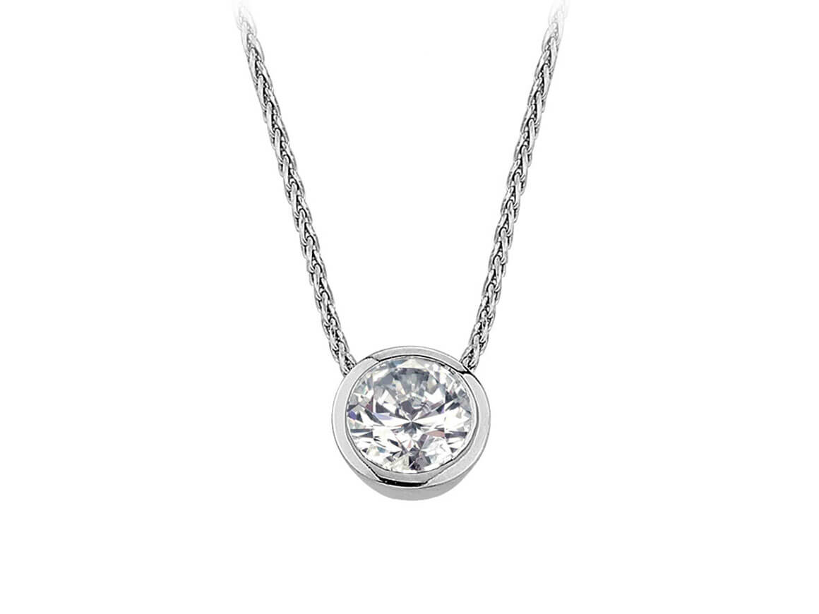 قلادة ألماس منفرد (0,57 قيراط) – ذهب أبيض عيار 14 قيراطًا – مجوهرات عالية الجودة من Rosy Lab Diamonds