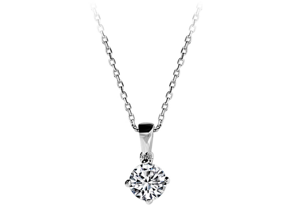 Solitaire-Kette mit rundem Labordiamanten | 14K Weißgold - hochwertiger Schmuck von Rosy Lab Diamonds