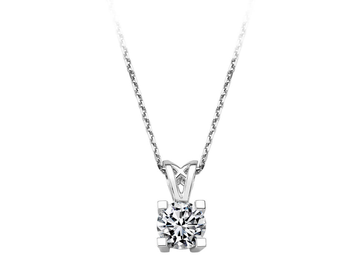 Solitaire-Anhänger mit 1 Labor-Diamant (0,80 ct) | 14K Weißgold - hochwertiger Schmuck von Rosy Lab Diamonds