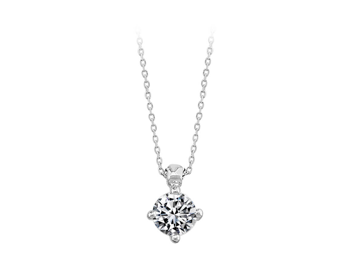 Classic solitaire necklace with lab diamond in 14K gold