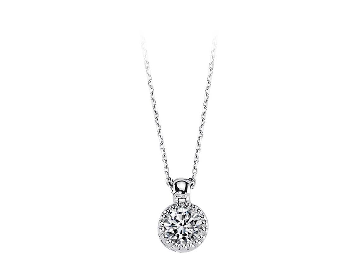 Solitaire pendant with 0.15 ct Lab Grown Diamond - 14K white gold chain - high-quality Jewelry by Rosy Lab Diamonds