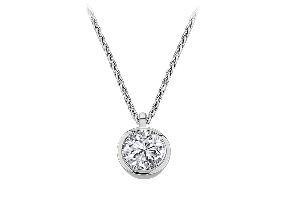 Solitaire pendant chain "Elara" with lab-grown diamond in 14K white gold