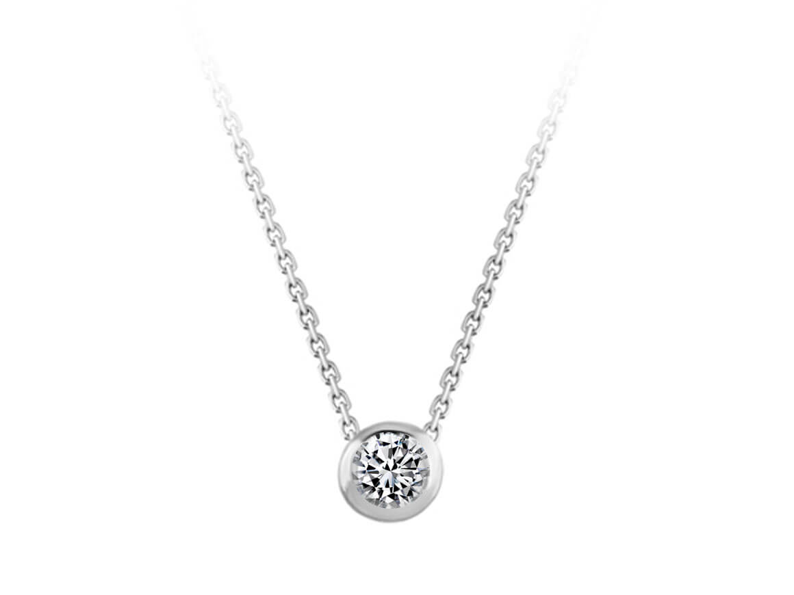 Classic 0.16 ct diamond solitaire necklace in 14K white gold