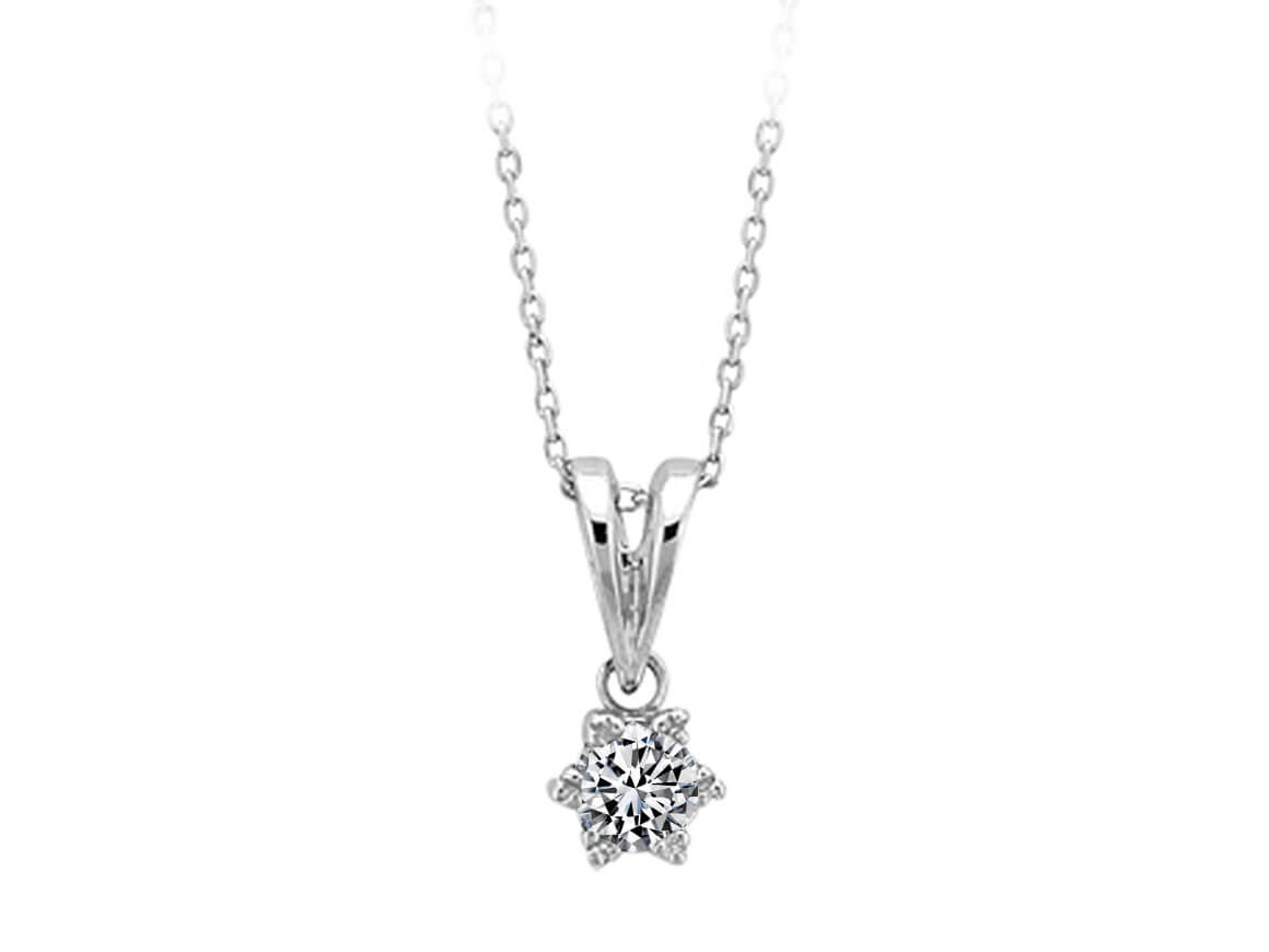 Solitaire diamond pendant with 0.27 carat in 14K white gold