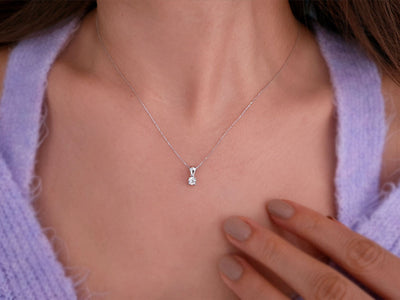 Solitaire diamond necklace – 0.20 ct round cut | 18K white gold