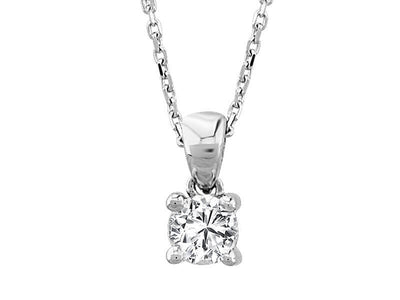 Solitaire diamond necklace – 0.20 ct round cut | 18K white gold