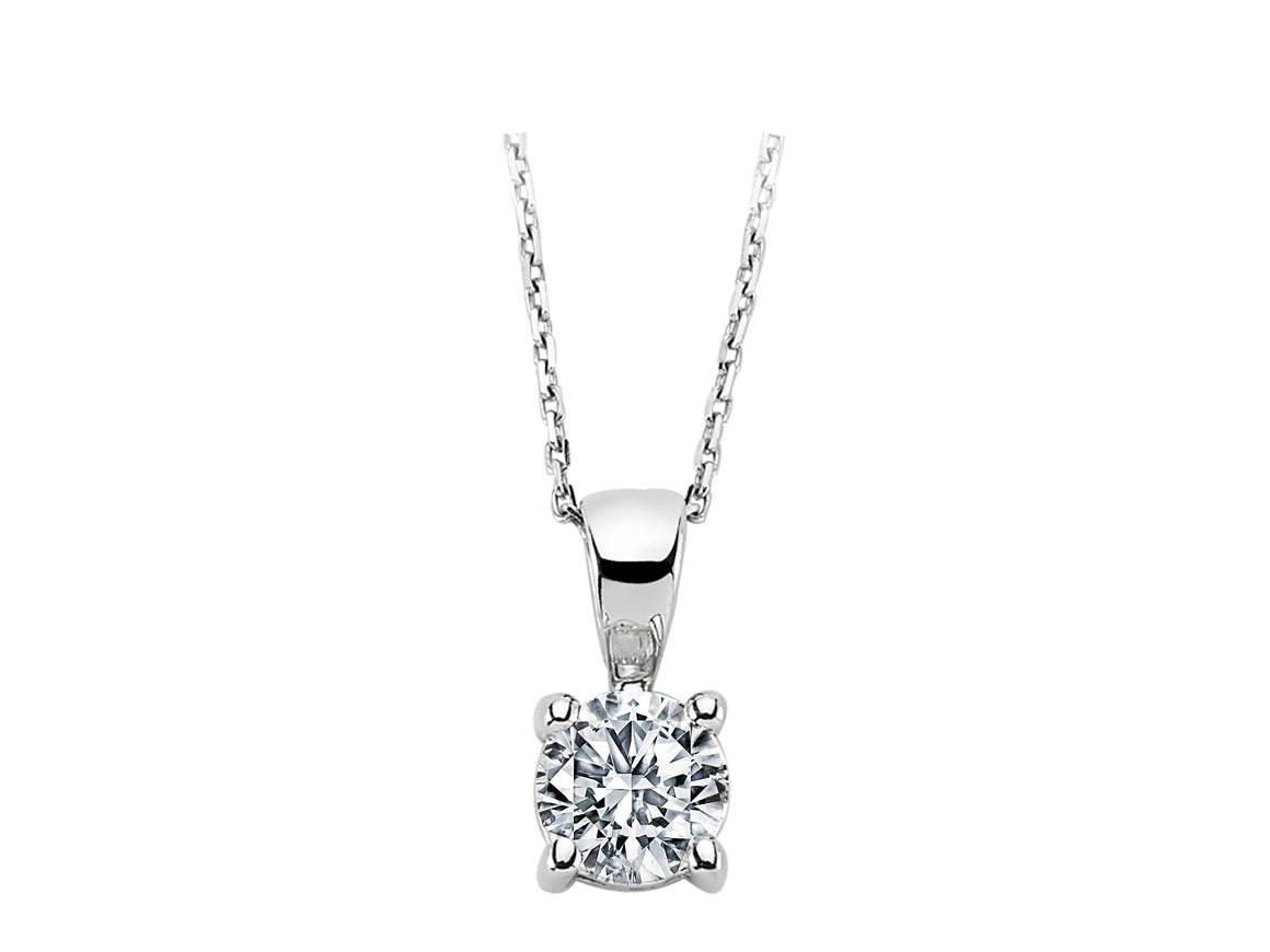 Élégant collier solitaire en diamant – 0,50 ct en or blanc 14 carats