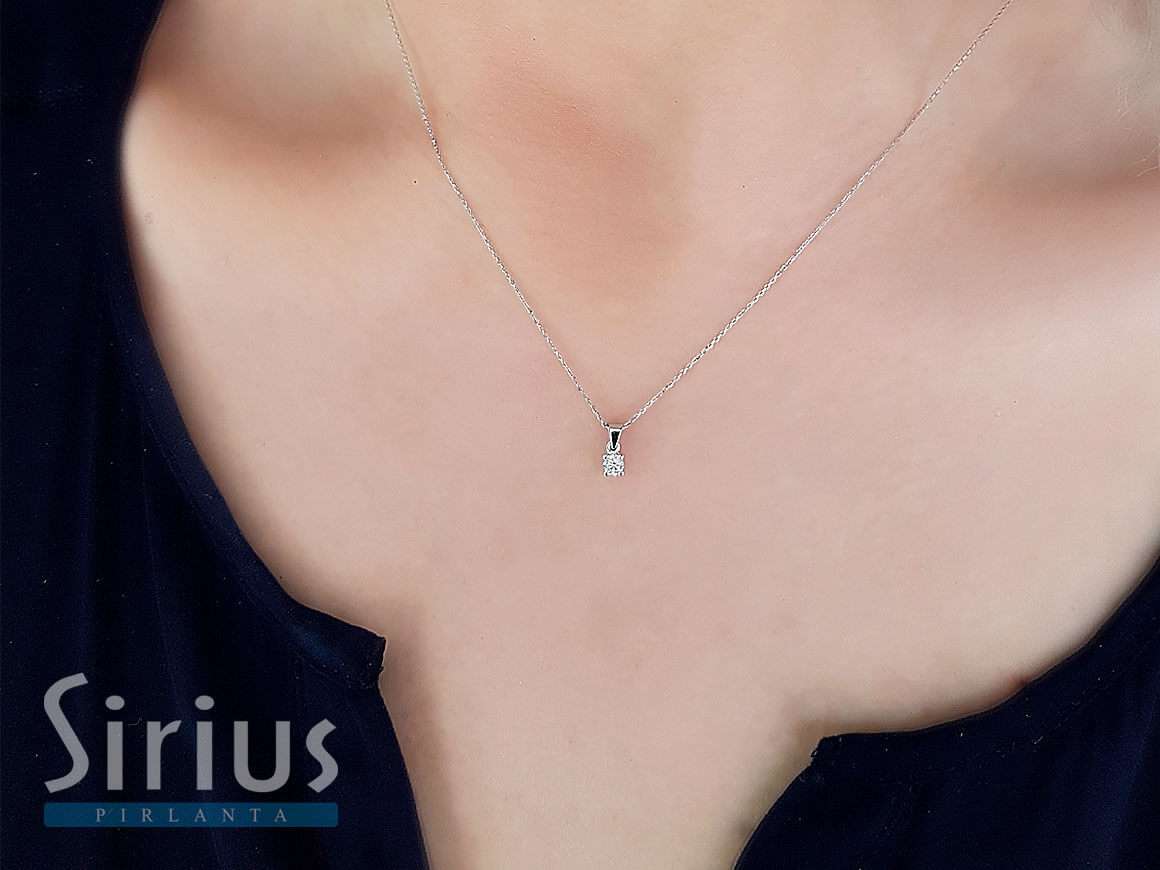 Pendentif solitaire en diamant – 0,10 ct en Or Blanc 14 carats – Bijoux haut de gamme de Rosy Lab Diamonds