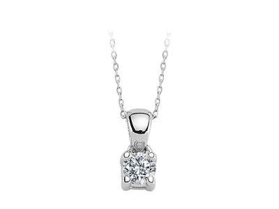 Classic solitaire diamond pendant – 0.10 ct in 14K white gold