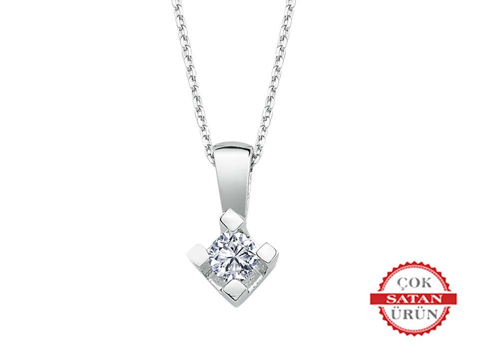 Solitaire pendant with 0.10 ct lab-grown diamond – 14K White Gold | Delicate Jewelry – high-quality Jewelry by Rosy Lab Diamonds
