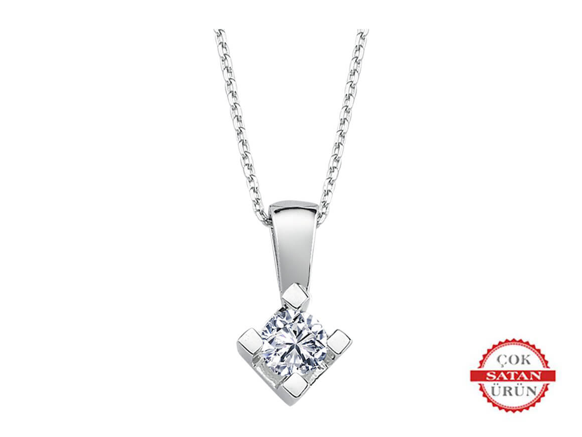 Pendentif solitaire avec diamant de laboratoire de 0,15 ct – Or Blanc 14 carats | Bijoux minimalistes – Bijoux haut de gamme de Rosy Lab Diamonds