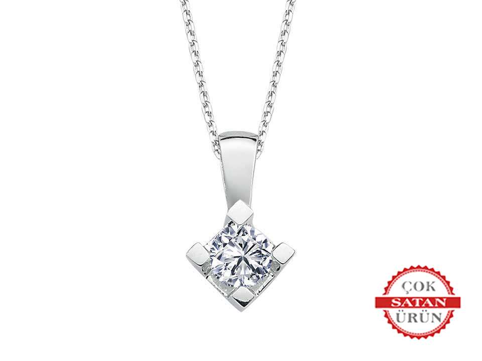 Pendentif solitaire minimaliste avec diamant de 0,20 ct en or blanc 14 carats