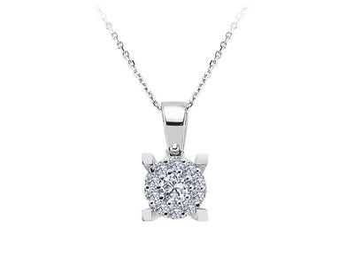 Classic necklace with 1 central and 10 round lab diamonds – 8K gold