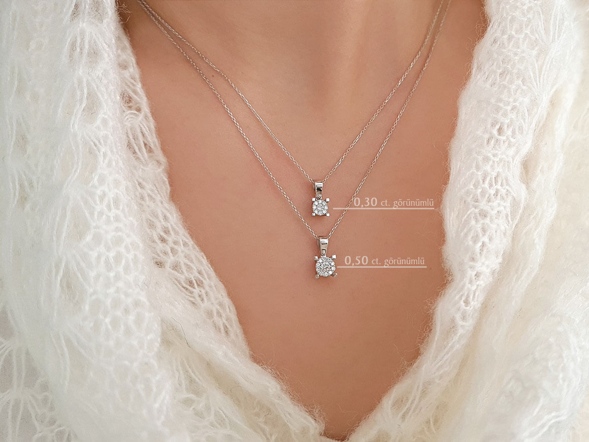 Pendant "Liora" with cluster of lab-grown diamonds in 8K white gold