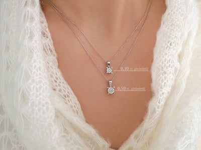 Pendant "Liora" with cluster of lab-grown diamonds in 8K white gold