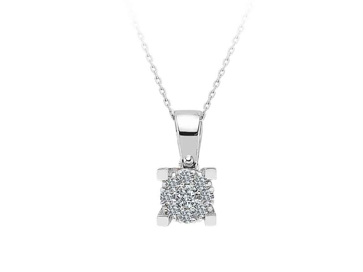 Cluster Anhänger „Liora" mit lab-grown Diamanten - 8K Weißgold - hochwertiger Schmuck von Rosy Lab Diamonds