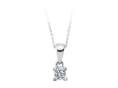 Fine solitaire diamond pendant with 0.12 ct in 14K white gold