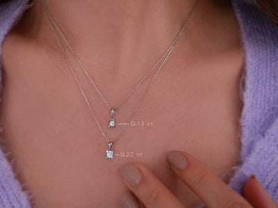 Solitaire diamond pendant with 0.13 ct in 14K white gold