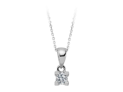 Solitaire diamond pendant with 0.13 ct in 14K white gold