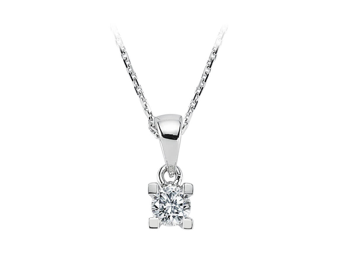 Elegant solitaire necklace with 0.21 carat diamond in 14K white gold